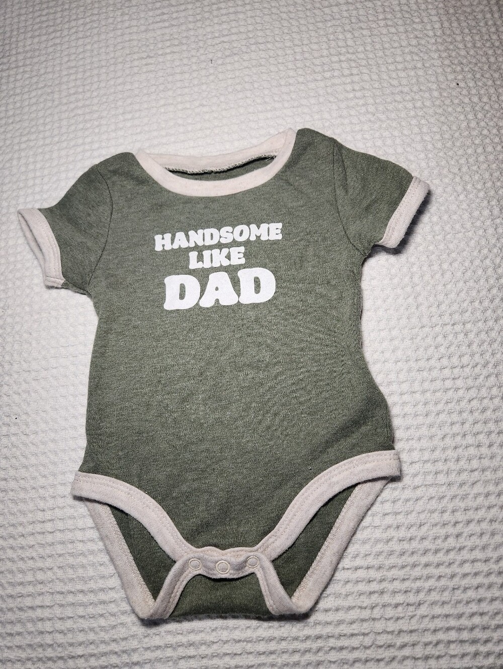 Handsome Like Dad Olive Green Baby One-Piece Bodysuit Baby Essentials 9m